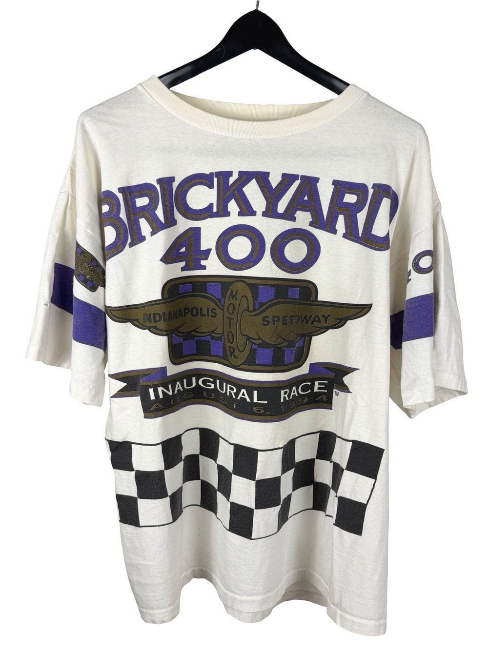 Vintage 90s Nascar Brickyard 400 Racing Motor Speedway White Shirt Size XL